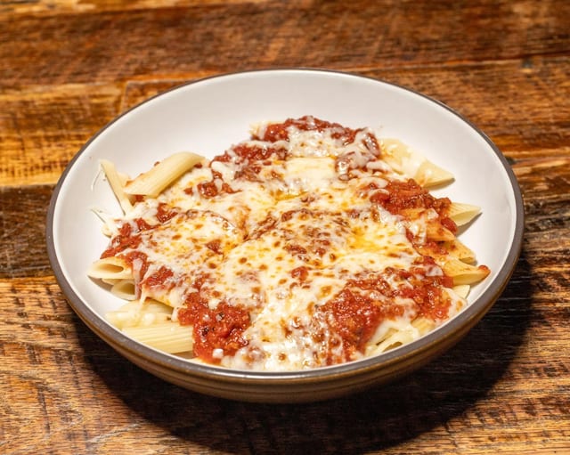 Full Tray Penne with Meat Sauce.